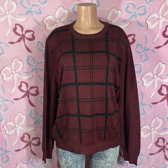 La Chateau Red Squared Cozy Casual Sweater Size XL - Picture 1 of 7